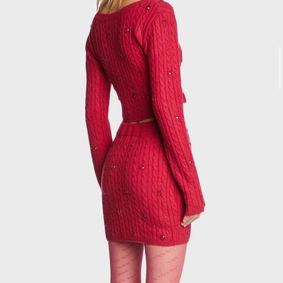 Love In The Air Knit Sweater skirt set- red- from sugar thrillz, dolls kill - Picture 3 of 3